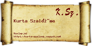 Kurta Szalóme névjegykártya